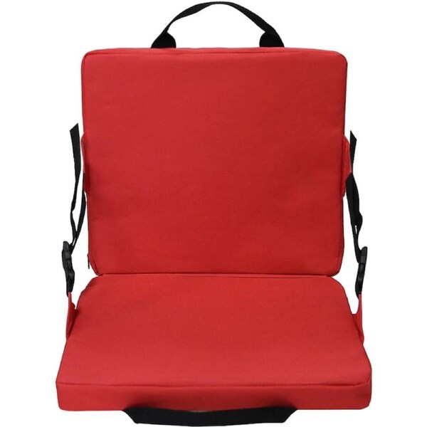 Outdoor Stadium Seat Cushion Portable Camping Chair Seat Pad with Back Support-Red
