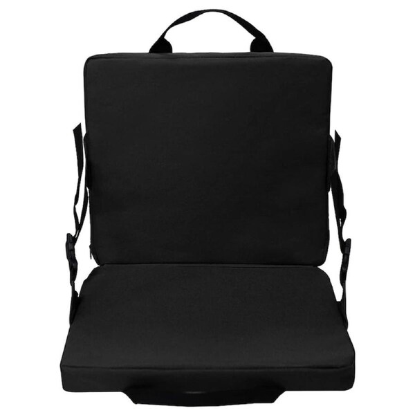 Outdoor Stadium Seat Cushion Portable Camping Chair Seat Pad with Back Support-Black