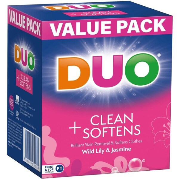 Duo Laundry Powder Detergent Cleans & Softens Wild Lily & Jasmine 2KG