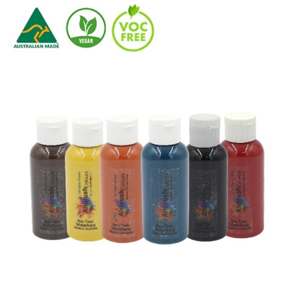 6 x 100ml Indigenous Colors Airbrush Fabric Paints