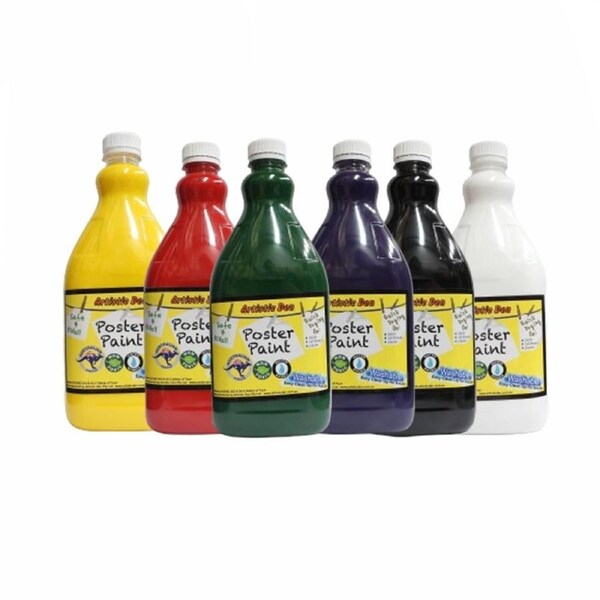 Enviro Friendly 6 x 2 Litre Washable Kids Poster Paints Free Pumps