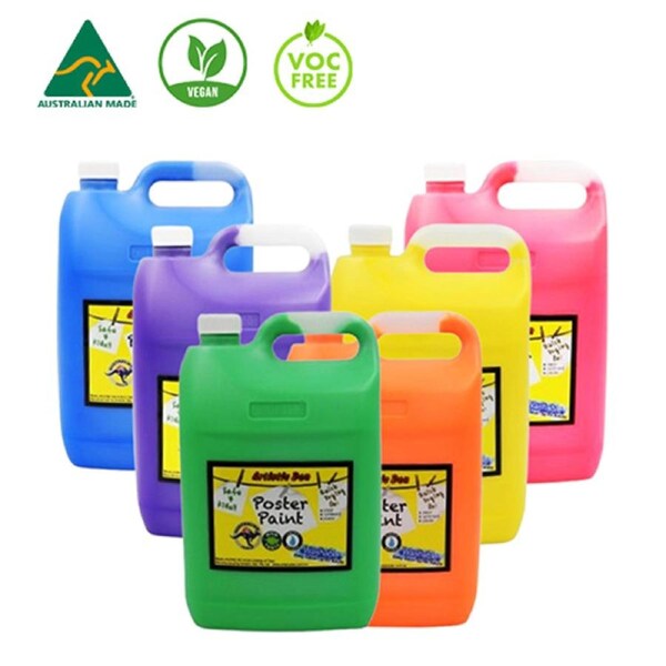 Enviro Friendly 6 X 5 Litre Washable Fluro Poster Paint With Free Pumps