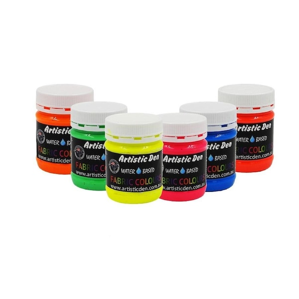 250ml UV Glow Neon Fabric Paints - Set of 6