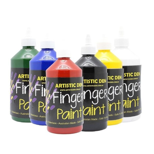 6 x 500ml Thick and Creamy Finger Paints Primary Colours