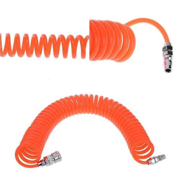 6m Coil Air Compressor Hose 5mm x 8mm PU Recoil Tube with Nitto Fittings