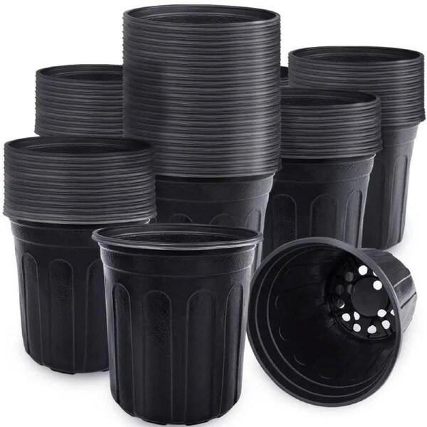 100PCS Black Gallon Soft Plastic Planter Bag Garden Nursery Pot Balcony Grow Bag