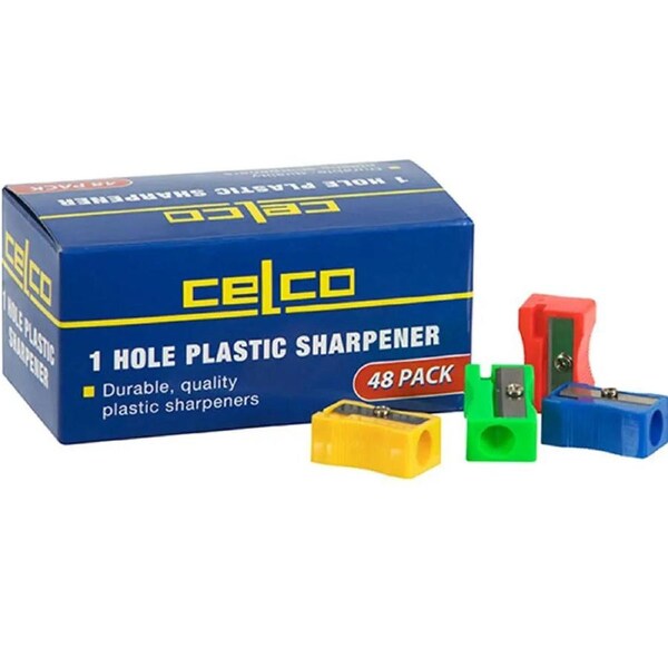 Celco Sharpener 1 Hole Plastic Assorted Colours Box 48