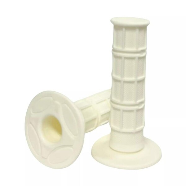 TDR White Soft Handlebar Grips Rubber Gel Grips 7/8" 22mm Throttle 24mm for Motorcycle Racing Pit Dirt Bike Off Road Motocross Enduro ATV Quad Scooter