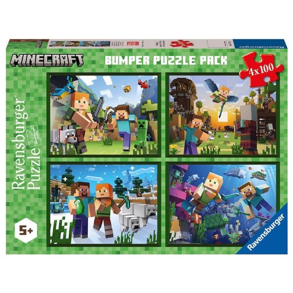 Ravensburger Minecraft Bumper 4-Jigsaw Puzzle 37x27cm Pack Kids/Family 5y+