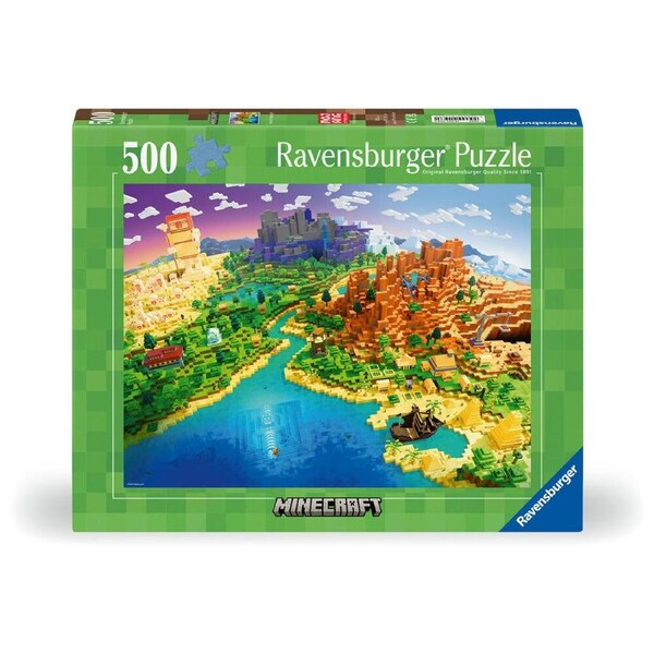 500pc Ravensburger World Of Minecraft Jigsaw Puzzle 49x36cm Kids/Family 12y+