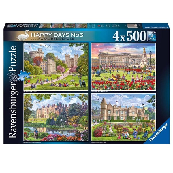 4x 500pc Ravensburger Happy Days No5 Royal Residences Jigsaw 49x36cm 12y+
