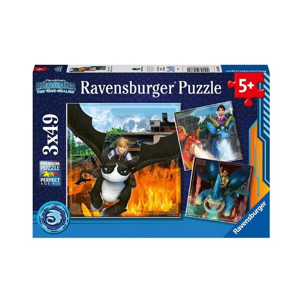 3x 49pc Ravensburger WT Dragons Kids/Children Jigsaw Puzzle Play Toy 21cm 5y+