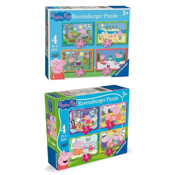 2pc Ravensburger Peppa Pig 4-In-1 Box Jigsaw Puzzle Combo Kids Toy Set 3y+