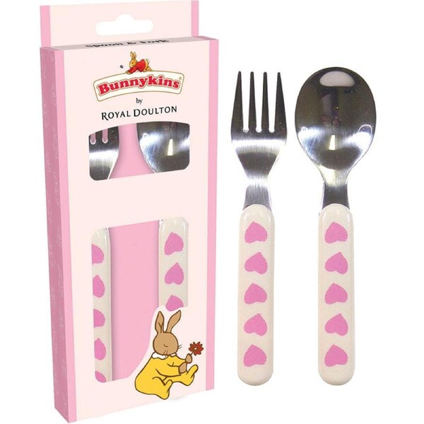 2pc Bunnykins Kids Spoon/Fork Cutlery Utensil Set 18m+ Playing Sweethearts Pink