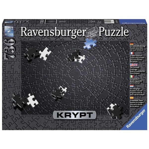 736pc Ravensburger Krypt Black Spiral Jigsaw Puzzle Brain Game Teens/Family