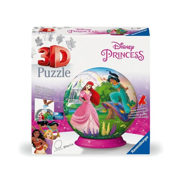72pc Ravensburger 3D Puzzle Ball Disney Princess Jigsaw Game 13x13cm 6y+
