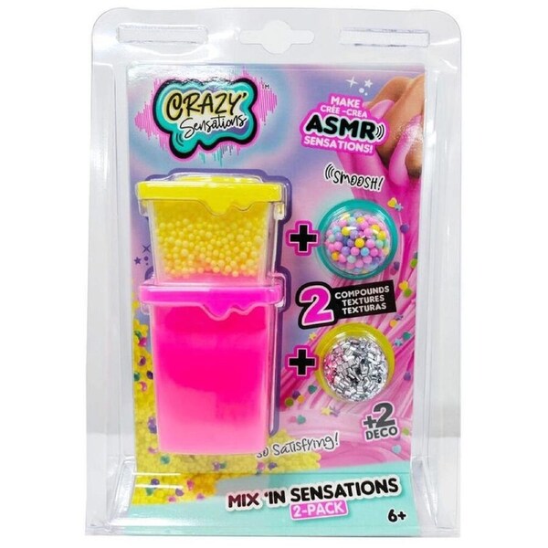 2pc Crazy Sensations Mix'In Sensations Kids Sensory Slime Toy Yellow/Pink 6y+