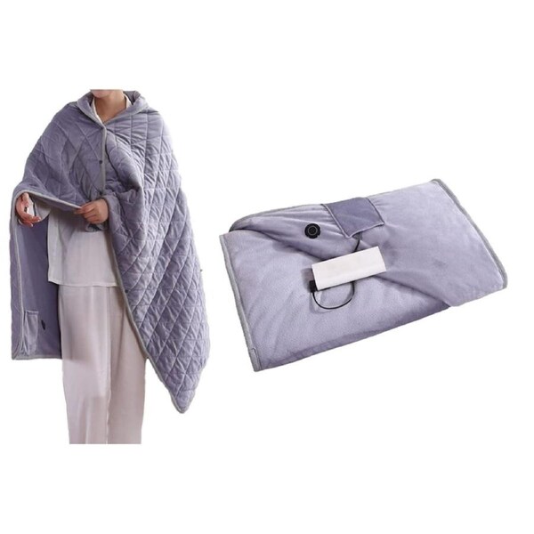 Office USB Electric Heating Blanket 140x100cm Heated Shawl With 3 Heating Levels-Silver