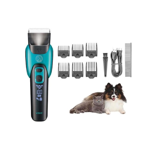 Professional Dog Clipper Cordless Pet Trimmer Grooming Kit for Thick Hair-Cyan
