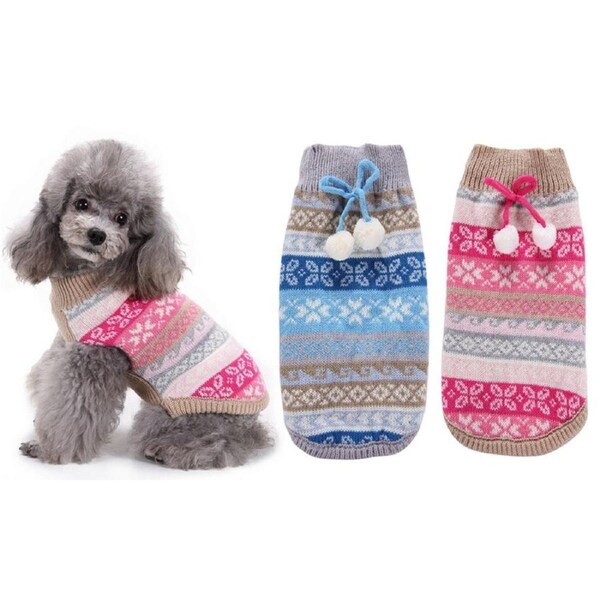 2Pcs Dog Cute Warm Sweaters With Bib Knitted Pet Cat Winter Sweatshirt-Each Of Color