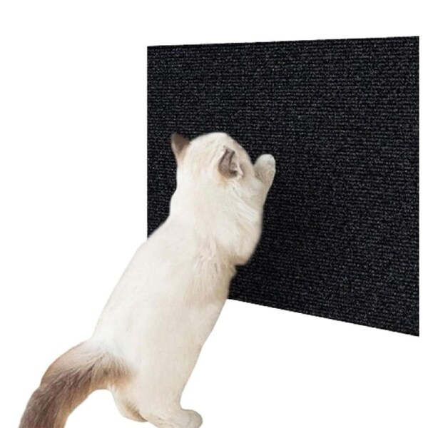 100x40cm Self-Adhesive Cat Scratching Mat Cuttable Climbing Cat Scratcher Pad-Black