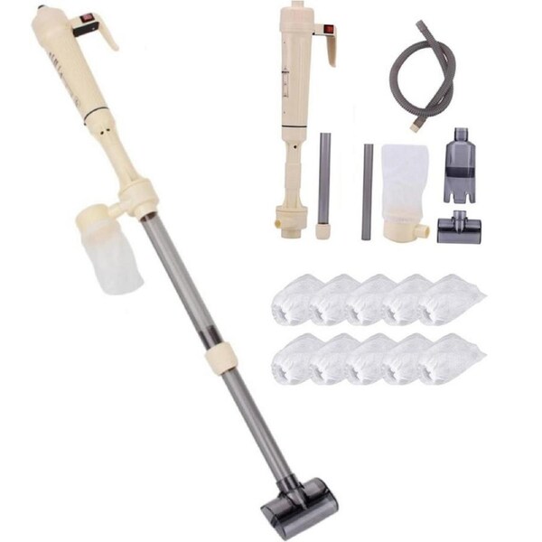 Electric Fish Tank Vacuum Cleaning Tools Water Changer Aquarium Gravel Cleaner -1pc Water changer + 10pcs filter bag