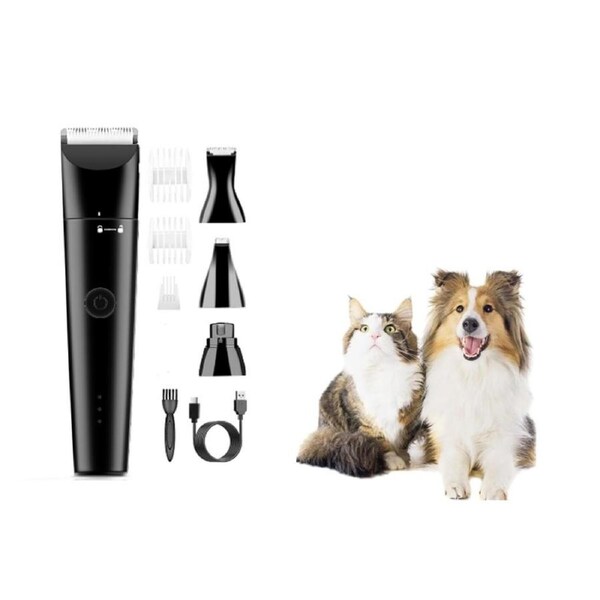 Pet Paw Hair Clippers Trimmer Nail Grinder Rechargeable Cordless Shaver-Black