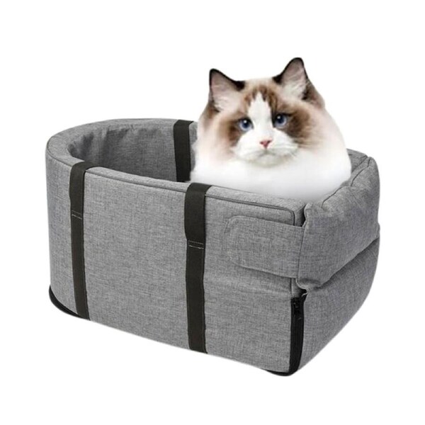 Center Console Dog Car Seat for Small Dog Car Seat Pet Booster for Dogs-Grey