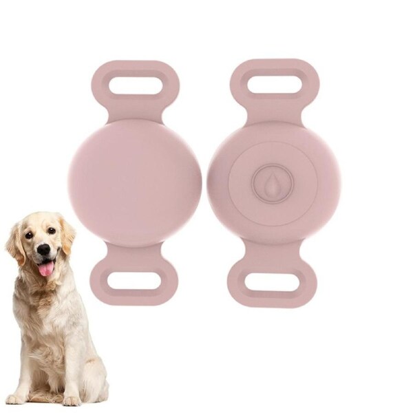 Ultra-Durable Anti-Lost Lightweight Silicone Waterproof Airtag Dog Collar Holder Cat Collar Cover-Pink