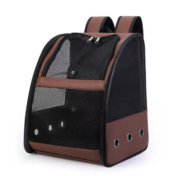 Birds Parrot Carrier Backpack Breathable Travel Bags Cage with Standing Perch-Coffee color