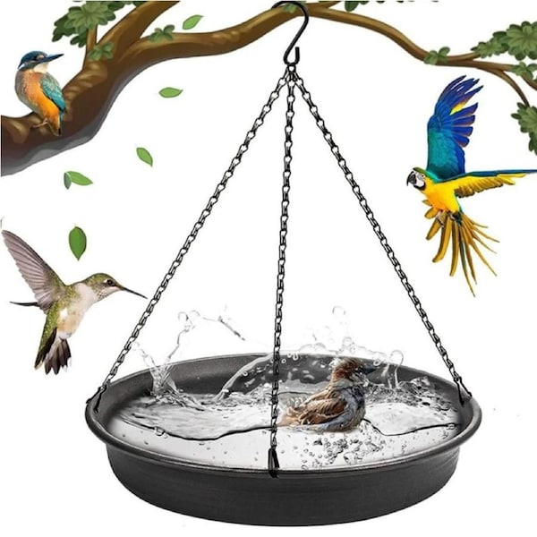 Large Capacity Waterproof Hanging Bird Feeder Attracting Birds for Garden Yard-Grey