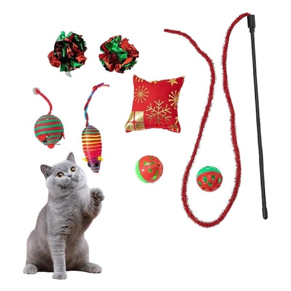 Toy Christmas Cat Toy Set Gifts Interactive Toys Set for Indoor Outdoor-Style 2