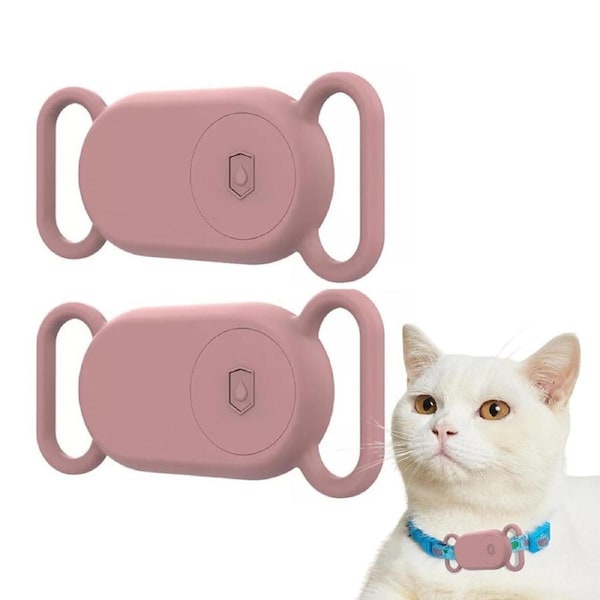 2Pcs Silicone Pet Case Cover Water Resistant for Samsung Galaxy SmartTag2-Pink