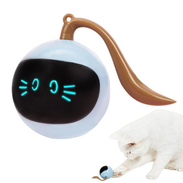 Electric Interactive Cat Ball Toy Fun Tracker Automatic Rolling Chase Ball-Blue
