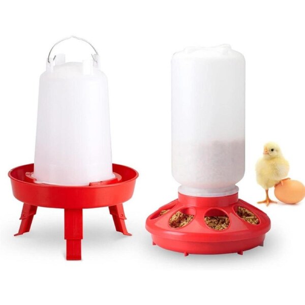 1L Chick Feeder and 1.5L Chicken Waterer Kit for Bird Aviary Drinker Waterer