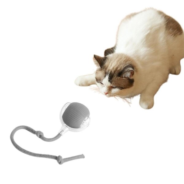Interactive Cat Rolling Ball Automatic Cat Toy Electric Cat Toy Ball Fast Rolling On Toys-Grey