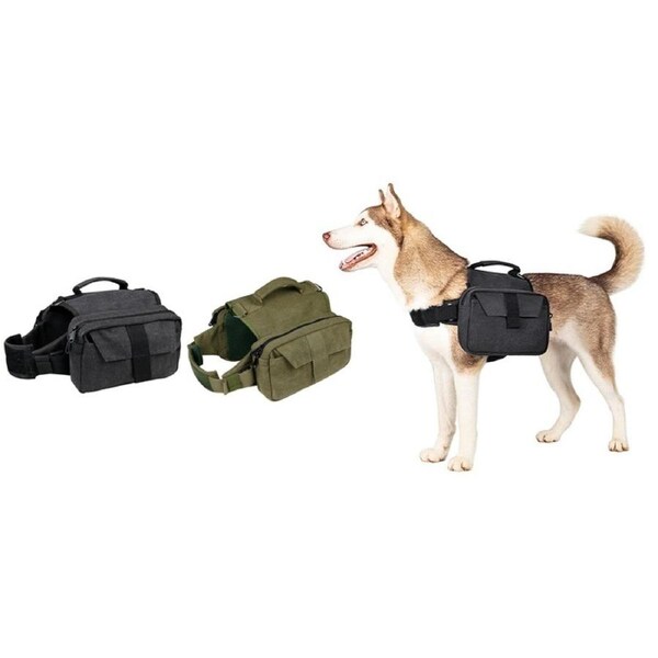 Dog Backpack For Dogs To Wear Dog Hiking Backpack Adjustable Dog Saddle Bag-Black And Green
