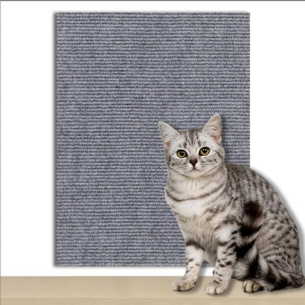 100x40cm Self-Adhesive Cat Scratching Mat Cuttable Climbing Cat Scratcher Pad-Light Grey