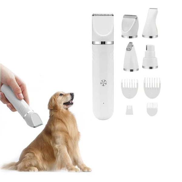 4 in 1 Pets Hair Clipper with 4 Blade Heads-White