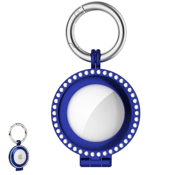 Metal AirTag Case e for Apple Bling Diamond AirTags Holder Anti Scratch Protective Cover-Dark blue