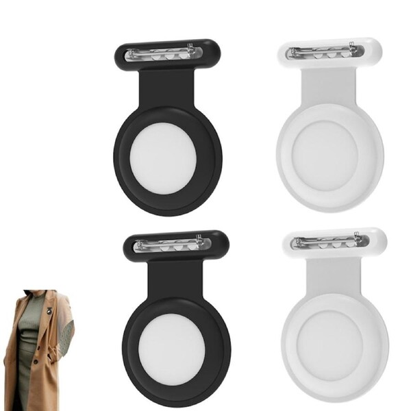 4pcs Holder Case Compatible for Airtag Tracker AirTag Case with Brooch Clip for Clothes Kids-Black and White