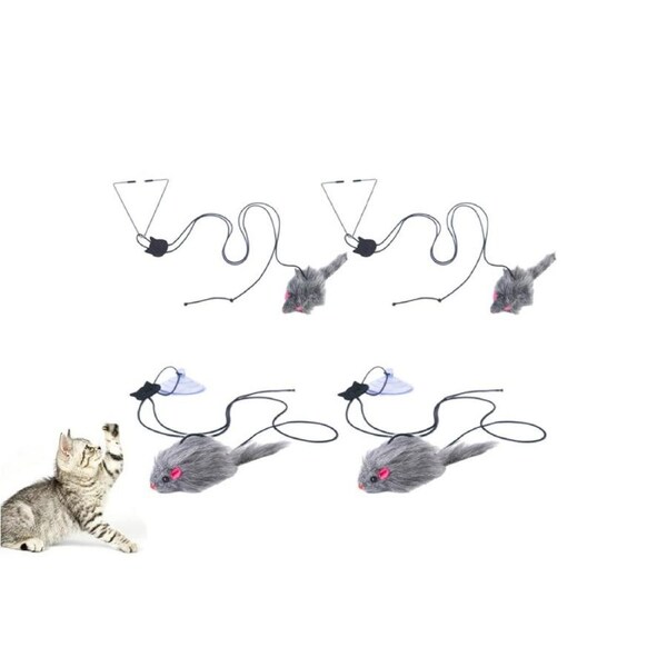 2Pcs Indoor Hanging Door Bouncing Cat Toy Rope Mouse Play Supplies