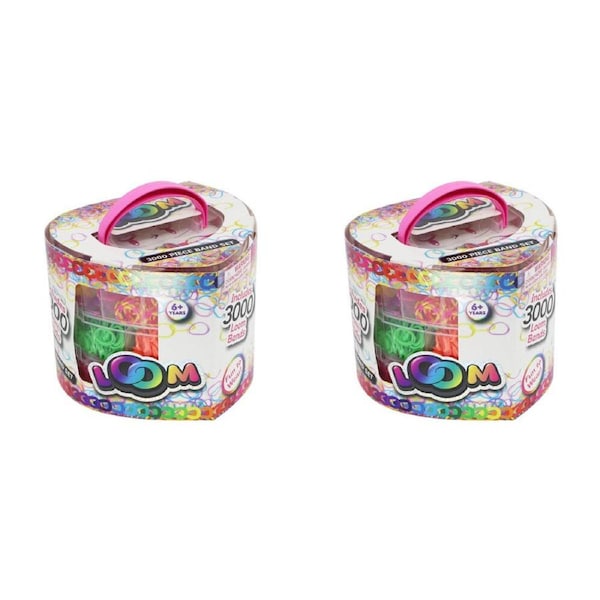 2x 3000pc Loom Bands Heart Shape Case Kids Jewelry/Bracelet Making Craft Kit 6y+