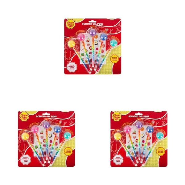 3PK Chupa Chups Colourful Candy Scented Gel Pens Kids/Children Art & Craft Kit