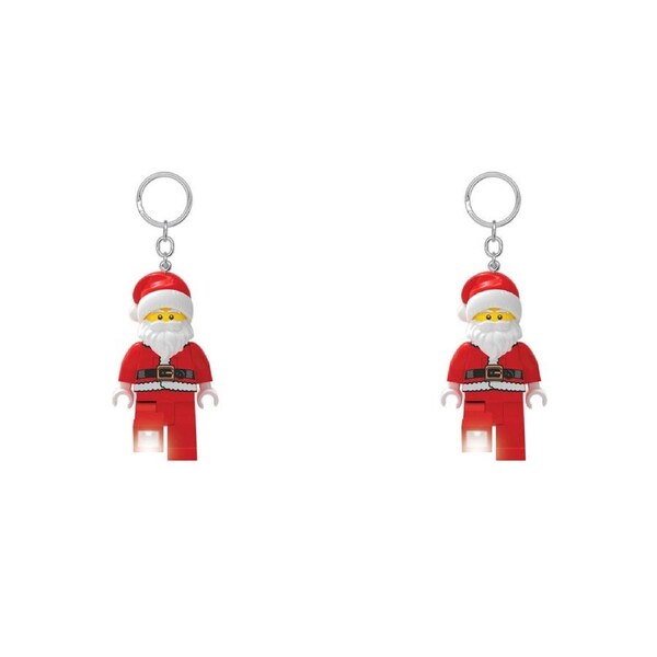 2PK Lego Minifigure Santa Keychain/Keyring LED Light 4x12cm Kids Red 6y+