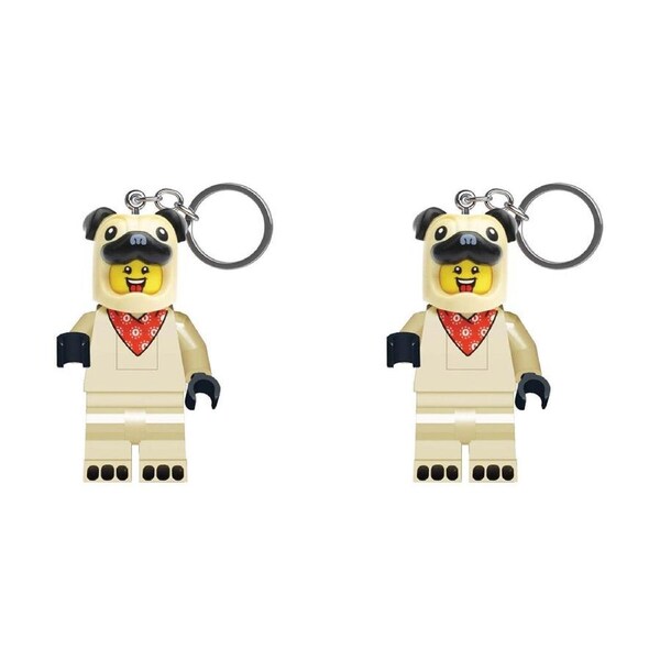 2PK Lego Minifigures Pug Keychain/Keyring LED Light 8x4cm Kids/Children 6y+