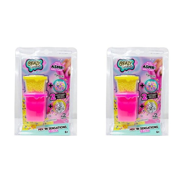4pc Crazy Sensations Mix'In Sensations Kids Sensory Slime Toy Yellow/Pink 6y+
