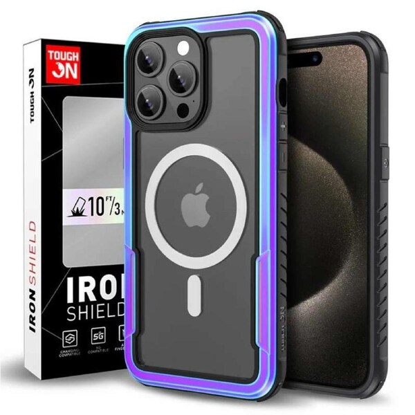 Tough On iPhone 15 Pro Max Case Iron Shield with Magsafe Iridescent