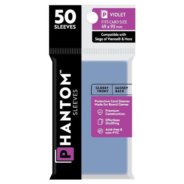 Phantom Sleeves Size Violet 49mm x 93mm Clear Sleeves 50 Pack (Gloss/Gloss)