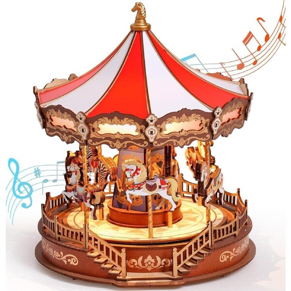 Robotime Rolife Classic Carousel 3D Wooden Puzzle AMC01